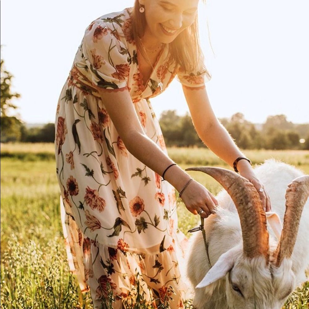 LACEY EDGE FLORAL PRINTED CHIFFON DRESS (pre-loved) - Picture 12 of 15